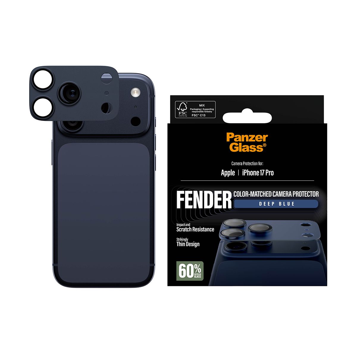 PanzerGlass Fender Camera Protector Deep Blue voor Apple iPhone 17 Pro