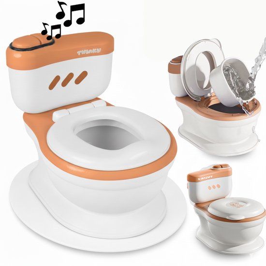 Twinky® Plaspotje – 3-in-1 Toilettrainer met Muziek & Flush knop – Bruin