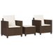 Bol Bistroset 3-delig avec coussins poly rotin marron