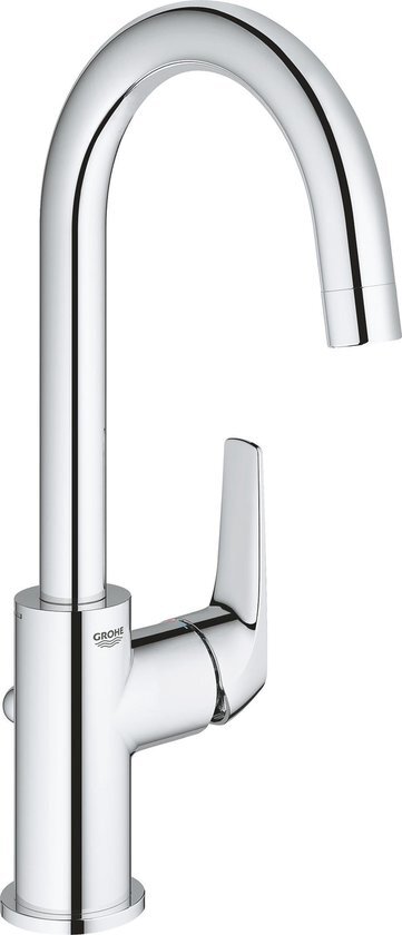 GROHE GROHE BauFlow wastafelkraan L - Hoge mengkraan met trekwaste - Eco - Chroom chroom