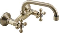 Kuchinox BADLAND Wastafelmengkraan, muurmodel, STILO. Mengkraan voor badkamer, antiek messing