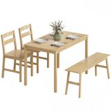 HOMCOM Eettafelset - Bamboe - 118x70x74cm - Natuurlijk hout