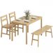 HOMCOM Table de salle à manger - Bambou - 118x70x74cm - Bois naturel