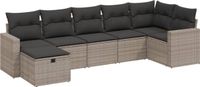 vidaXL 7-delige Loungeset met kussens, poly rattan, grijs