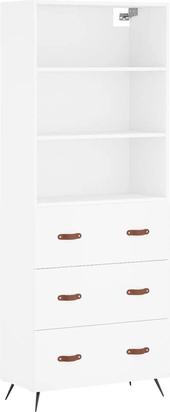 vidaXL Hoge kast 69,5x34x180 cm bewerkt hout wit