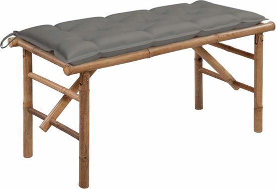 vidaXL Tuinbank inklapbaar met kussen 118 cm bamboe