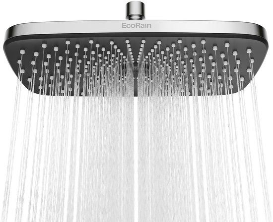 EcoRain Melvin XL 30 CM Chrome Rain Shower Head - Water Saving - Rectangular