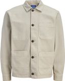Jack & Jones JPRBLUDERRY WORKER L/S OVERSHIRT - Overshirt - Lange mouw - Klassieke kraag - Borstzak - Knopen - Effen - Biologisch katoen - Regular Fit - Mannen - M - Silver Lining