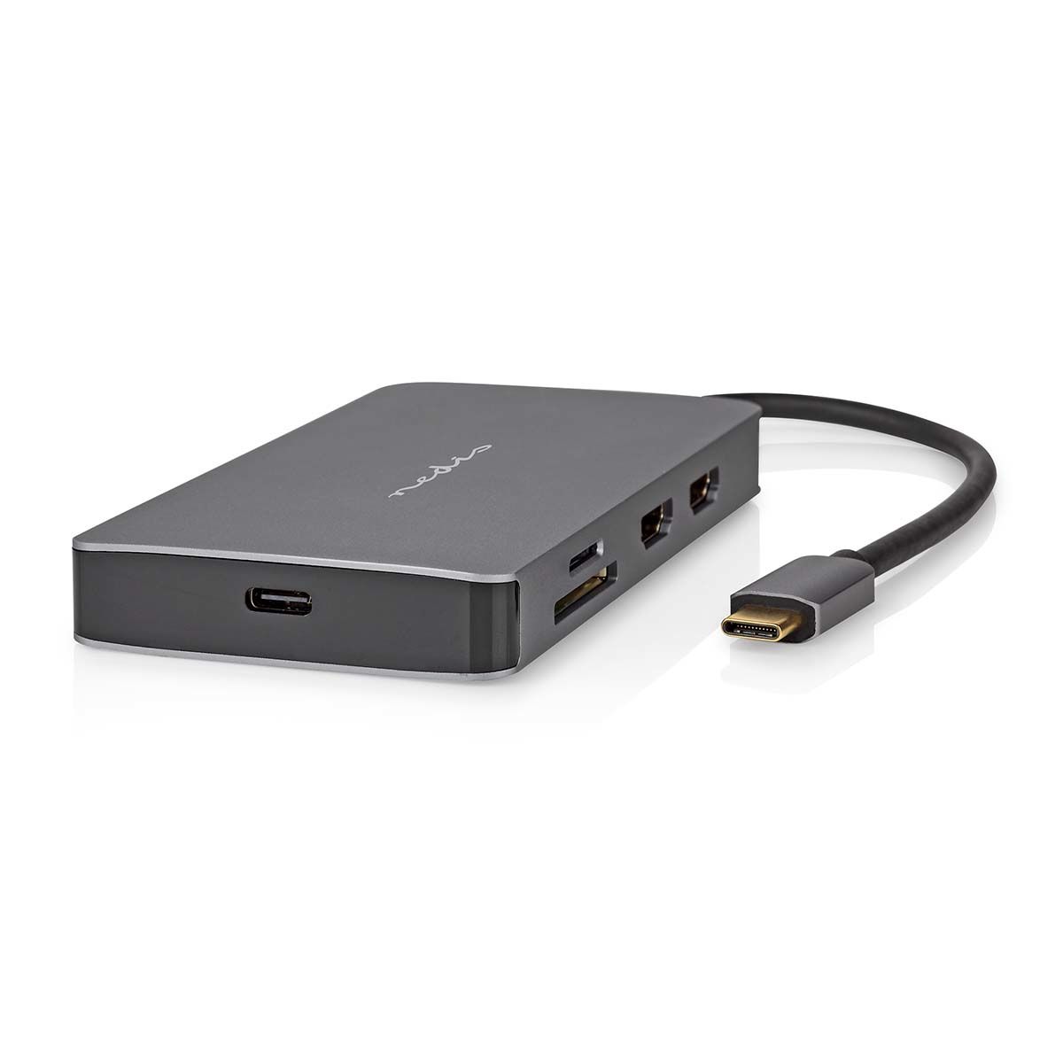 Nedis USB-C Multi-Port Adapter - 2x HDMI, 2x USB-A, 1x USB-C, Ethernet, SD/MicroSD - Antraciet