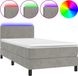 vidaXL Boxspring met matras en LED fluweel lichtgrijs 90x200 cm