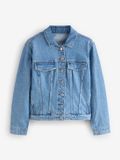 Next - Dames - Fuller Bust Fitted Denim Jacket - Petite - Blauw