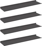vidaXL Zwevende plank 4 stuks Zwart 80 x 18 x 2,5 cm Staal