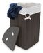 Relaxdays Hoekwasmand van bamboe, 60 l, Zwart, Wit