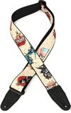 Levy's Leathers Unisex 5 cm Poly Gitaar Strap Serie Zwart Lederen Uiteinden Verstelbaar van 35" tot 60, Old School Tattoo Flash Design, One Size