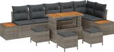 vidaXL Tuinbank Set Grijs Poly Rattan