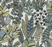 A.S. Création Antigua Botanisch Behang - Blauw, Groen, Zwart, Wit