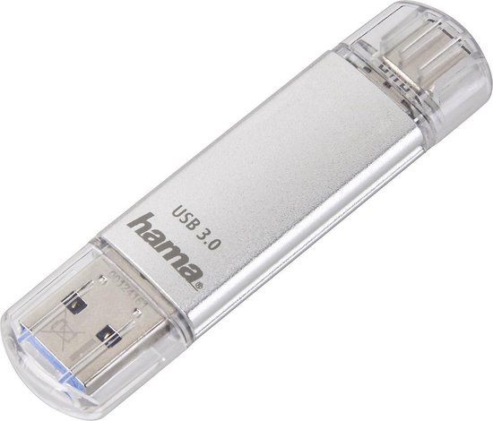 Hama C-Laeta USB Flash Drive - 256 GB - USB-A / USB-C 3.2 Gen 1 - Silver