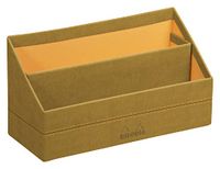 RHODIA 194599C - Brievenhouder Goud - 25 x 10 x 14 cm - Oranje Zadelstiksel - Buitenkant in Imitatieleer - Home Office Rhodiarama Collectie - Bureauorganisatie en Stijlvolle Opberging