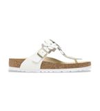 Birkenstock Gizeh Flower Embellishment Sandale pour femme en cuir, coupe étroite, blanc