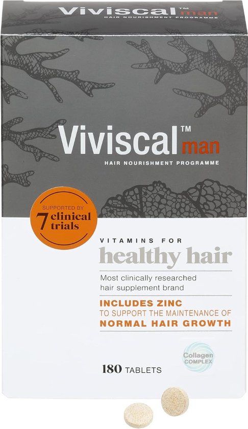 Viviscal Man Haargroei Supplement - 180 stuks - Voor Mannen - Huid Haar Nagels - Sinaasappel