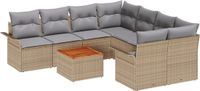 vidaXL Tuinbank - Set - 9 - st - Beige - poly - rattan