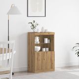 vidaXL LED Dressoir Bruin 60 x 37 x 100 cm Bewerkt Hout