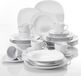 Noble Service de table – 30 pièces – pour 6 personnes – blanc, céramique – assiettes plates et assiettes à dessert – céramique élégante