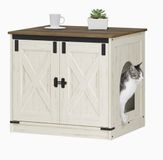 OEM Bol Kattenbak meubel 60x50x54 cm rustiek wit – kattenhuis met uitneembare scheidingswand