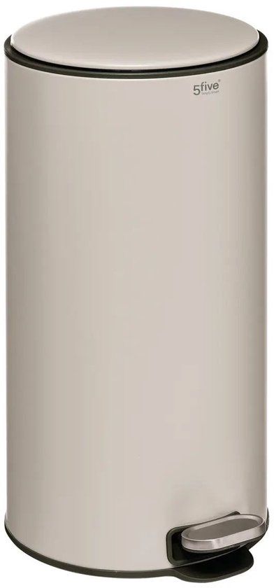 5Five Delta - Beige Metal Pedal Bin - 30 Liters