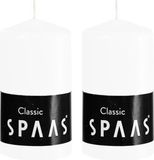 Spaas 2x bougies cylindriques blanches/bougies troncs 6 x 10 cm 25 heures de combustion - Bougies inodores - Décorations d'intérieur