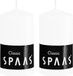 Spaas 2x bougies cylindriques blanches/bougies troncs 6 x 10 cm 25 heures de combustion - Bougies inodores - Décorations d'intérieur