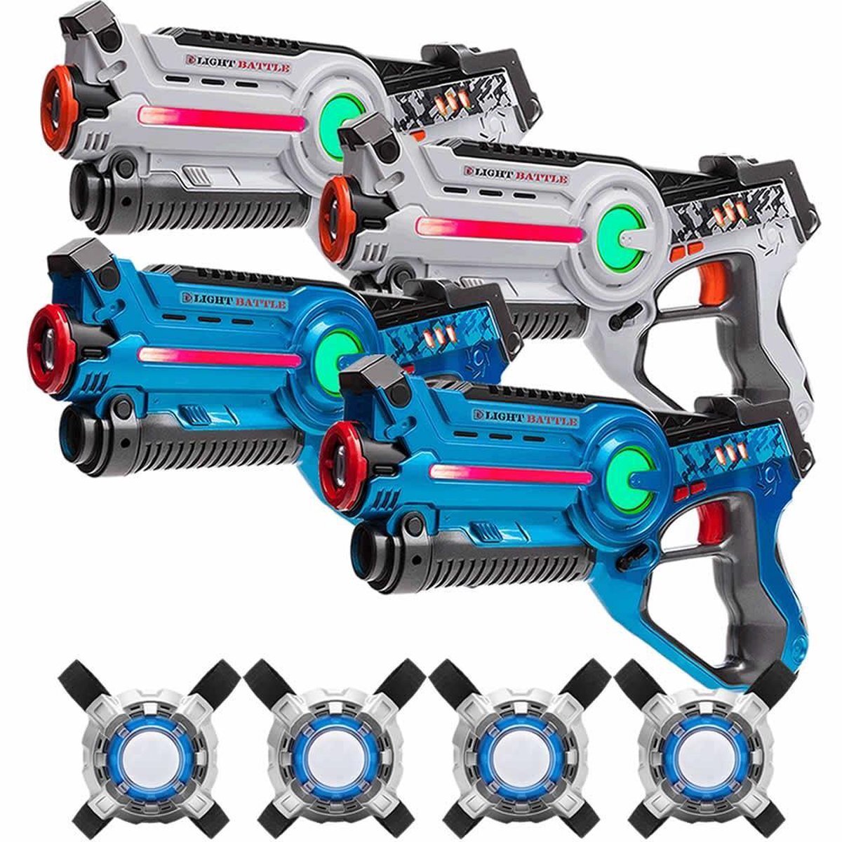 Light Battle Active lasergame set - Wit/Blauw - 4 Pack + 4 vesten