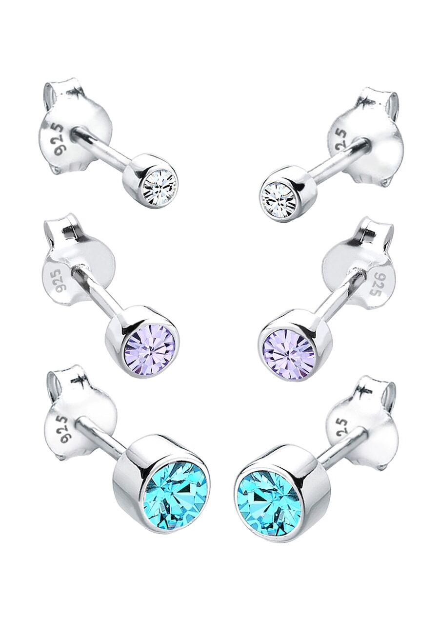 Elli Elli Elli Oorbellen Dames Oorsteker Basis Set van 3 met Glaskristallen in 925 Sterling Zilver Verguld Sieraden sets