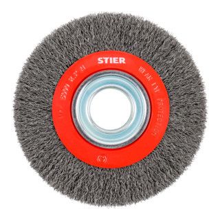 STIER Round Brush ø 200 mm, Bore-ø 32 mm, 0.35 mm, Corrugated, Steel, Quantity: 1