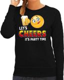 Bellatio Decorations Shoppartners Bv Funny emoticon sweater lets Cheers its party time zwart voor dames - drank / biertje - Fun / cadeau trui XS