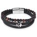 Memphis Heren armband Tijgeroog Skull Gevlochten Leer Zwart Bruin-22cm