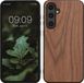 kwmobile Hoes compatibel met Samsung Galaxy S23 FE hoes - Harde houten beschermhoes met TPU-frame - donkerbruin hout