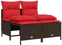 vidaXL 4-delige tuinbankset met kussens, bruin polyrotan