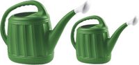 Hega Hogar Tuin gieters - 2x stuks - 7 en 3.7 liter - Donkergroen - Kunststof - Met sproeikop