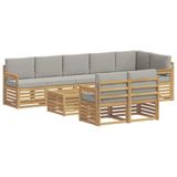 vidaXL - Buiten - bank - set - 9 - st - Wit - en - Lichtgrijs - Polyester