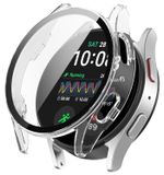 Wigento Samsung Galaxy Watch 7 40mm: Kunststof PC hoesje voor smartwatch + beschermend hard glas, transparant