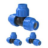 KIRCHHOFF Fitting T kunststof | 25 x 25 x 25 mm | voor HDPE buis | 3 stuks in set | zwart
