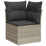 vidaXL 9-delige Loungeset met Kussens, Poly Rattan, Lichtgrijs