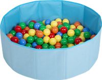 SELONIS Opvouwbaar ballenbad met 200 ballen voor kinderen, blauw: geel/groen/blauw/rood/oranje