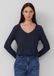 s.Oliver V-hals T-shirt met lange mouwen voor dames, navy, maat 36