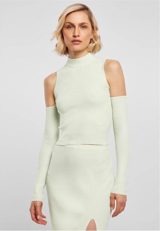 Urban Classics Rib Knit Cut Out Sleeve Longsleeve Top - Mintgroen - L
