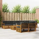 vidaXL - Hoek loungeset - 8 zitplekken - Natuurlijk en antraciet - Acacia hout
