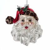 Kurt S. Adler Glas kerstmankop met luipaardprint 14 cm ornament