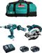 MAKITA Set MK208 (DHP481 + DSS610 + 2 x 5,0 Ah accu's + DC18RC lader + LXT600 opbergkoffer)