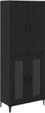 vidaXL Highboard Zwart Eiken 69,5 x 34 x 180 cm Bewerkt Hout